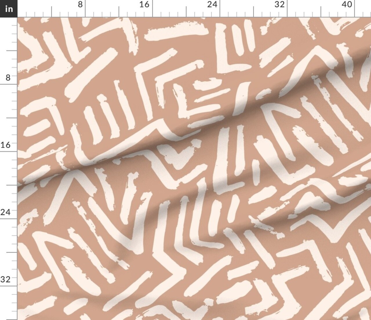 Terra Cotta Geometric Abstract Neutral Artistic Tribal Style Cream Brown Custom Printed Fabric by Spoonflower Various Fabrics by the Yard or Fat Quarter